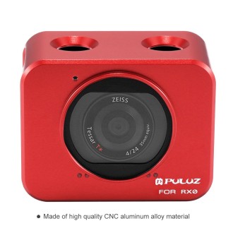 PULUZ for Sony RX0 Aluminum Alloy Protective Cage + 37mm UV Filter Lens + Lens Sunshade with Screws and Screwdrivers(Red)