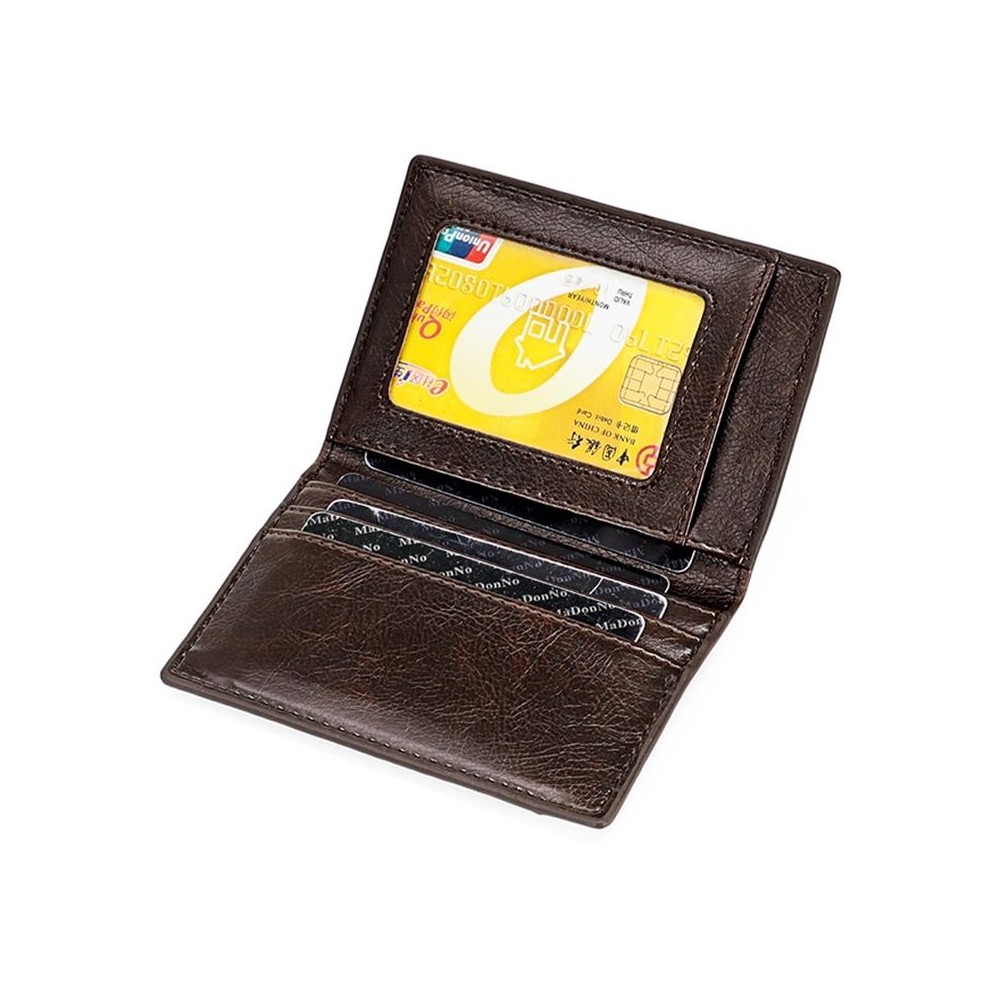 KB68 Mini Ultra-thin PU Leather Card Holder(Coffee)