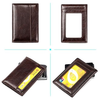 KB68 Mini Ultra-thin PU Leather Card Holder(Coffee)