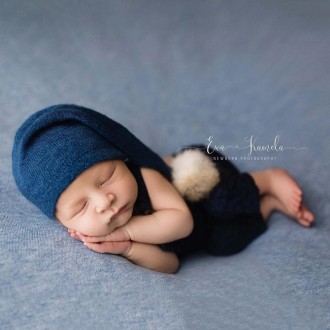 Newborn Photography Clothing Baby Photography Fur Ball Knitted Long Tail Hat(Coffee)