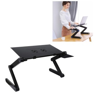 Portable 360 Degree Adjustable Foldable Aluminium Alloy Desk Stand with Double CPU Fans & Mouse Pad for Laptop / Notebook, Desk 