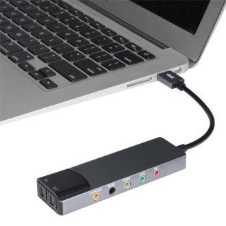 HY-601 6 in 1 USB Multi-Functional Sound Card USB + Audio 3.5 + 7.1CH / OPTICAL(Grey)