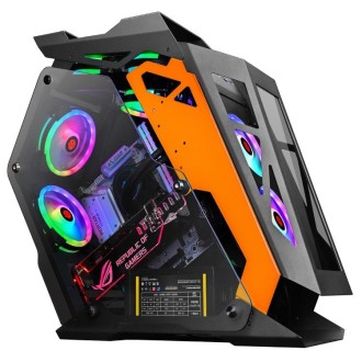 Computer Main Case Gaming Internet Cafe Computer Case, Colour: Big Coffee Black Orange