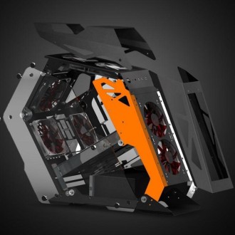 Computer Main Case Gaming Internet Cafe Computer Case, Colour: Big Coffee Black Orange