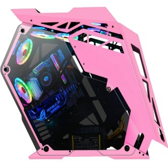 Computer Main Case Gaming Internet Cafe Computer Case, Colour: Little Coffee Pink