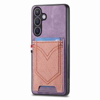 For Samsung Galaxy S24+ 5G Denim Texture Leather Skin Phone Case with Card Slot(Purple)