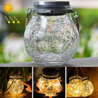 Solar Energy Glass Bottle Pendent Lamp IP55 Waterproof Outdoor Garden Decoration Light (Warm White)