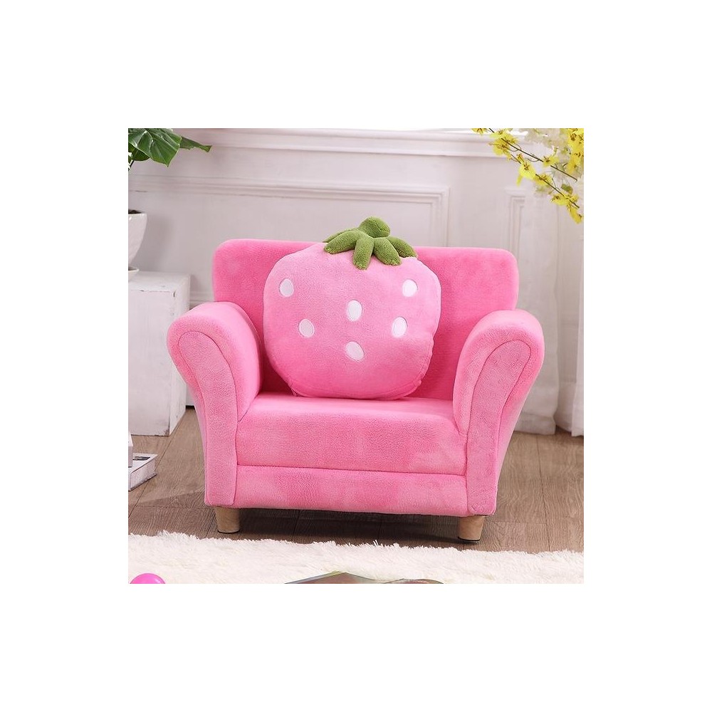 Fashion Children Sofa Cute Cartoon Cloth Art Strawberry Princess Sofa(Pink)