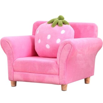 Fashion Children Sofa Cute Cartoon Cloth Art Strawberry Princess Sofa(Pink)