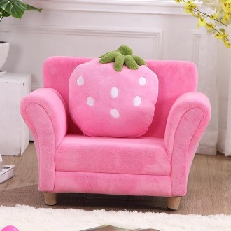 Fashion Children Sofa Cute Cartoon Cloth Art Strawberry Princess Sofa(Pink)