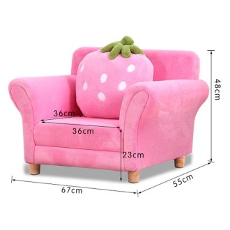 Fashion Children Sofa Cute Cartoon Cloth Art Strawberry Princess Sofa(Pink)