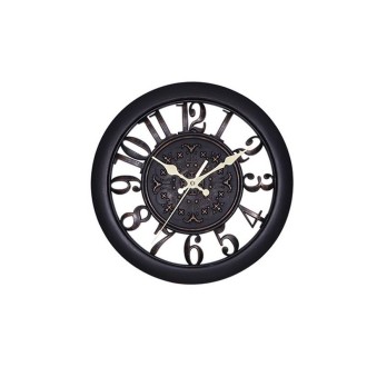 Home Round Retro Living Room Quartz Wall Clock(Antique Black)