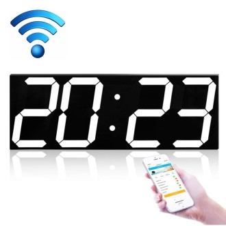 LED Digital Clock Living Room Wall Clock Creative WIFI Clock US Plug, Style:4 Bit WIFI, Color:Sealed Box White