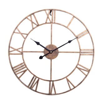 40cm Retro Living Room Iron Round Roman Numeral Mute Decorative Wall Clock (Vintage Gold)