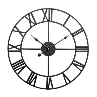 40cm Retro Living Room Iron Round Roman Numeral Mute Decorative Wall Clock (Black)