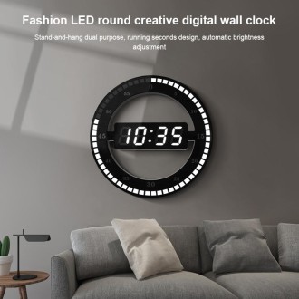 12 Inch Simple LED Ring Round Clock Mute Digital Electronic Clock, Colour: EU Plug