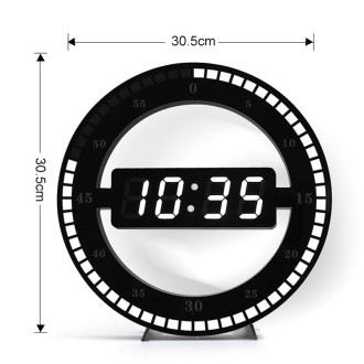 12 Inch Simple LED Ring Round Clock Mute Digital Electronic Clock, Colour: EU Plug