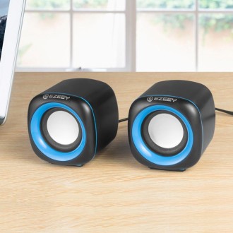 YEEZE A1 Multimedia USB2.0 Desktop Speaker Mini Computer Notebook Speaker(Black Blue)