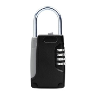 Key Safe Box Password Lock Keys Box Metal Lock Body Padlock Type Storage Mini Safes(Black)