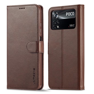 For Xiaomi Poco X4 Pro 5G LC.IMEEKE Calf Texture Leather Phone Case(Coffee)