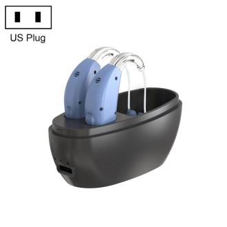 Elderly Use Can Charge Sound Amplifier Hearing Aid, Specification: US Plug(Blue Double Machine+Black Charging Bin)