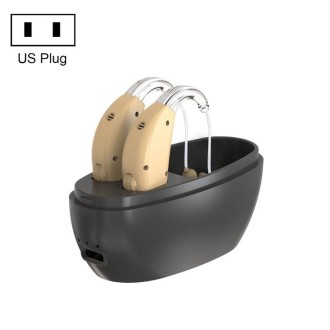 Elderly Use Can Charge Sound Amplifier Hearing Aid, Specification: US Plug(Skin Color Double Machine+Black Charging Bin)