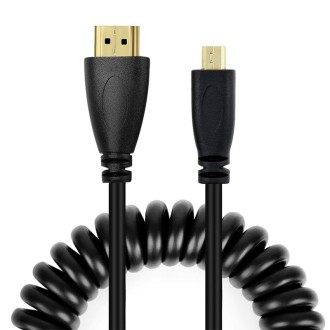 1.4 Version, Gold Plated Micro HDMI Male to HDMI Male Coiled Cable, Support 3D / Ethernet, Length: 60cm (can be extended up to 2