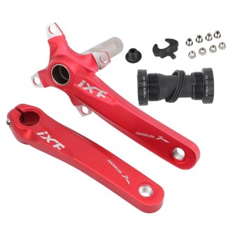 JIANKUN IXF Mountain Bike Hollow Crank Modified, Style:Left and Right Crank+Bottom Bracket(Red)