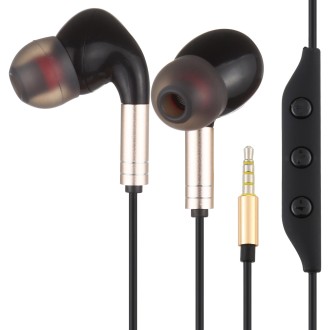 520 3.5mm Plug In-ear Wired Wire-control Earphone with Silicone Earplugs, Cable Length: 1.2m(Gold)