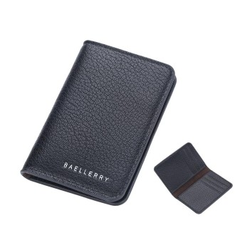 Baellerry Thin and Light Multi-card Card Bag Litchi Pattern Soft Leather Card Holder(Black)