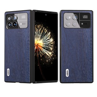 For Xiaomi Mix Fold 3 ABEEL Wood Texture PU Phone Case(Blue)