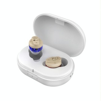 Old People Voice Amplifier Sound Collector Hearing Aid(Red Blue Double Machine + White Charging Bin)