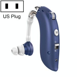 GM-105 Smart Noise Cancelling Ear-hook Rechargeable Elderly Hearing Aids, Spec: US Pulg(Blue)