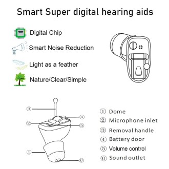 Z-20 In-Ear Hearing Aid Digital Noise Canceling Sound Amplifier(Right Ear Skin Clor)