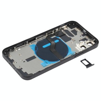 Battery Back Cover (with Side Keys & Card Tray & Power + Volume Flex Cable & Wireless Charging Module) for iPhone 12(Black)