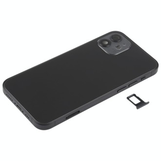 Battery Back Cover (with Side Keys & Card Tray & Power + Volume Flex Cable & Wireless Charging Module) for iPhone 12(Black)