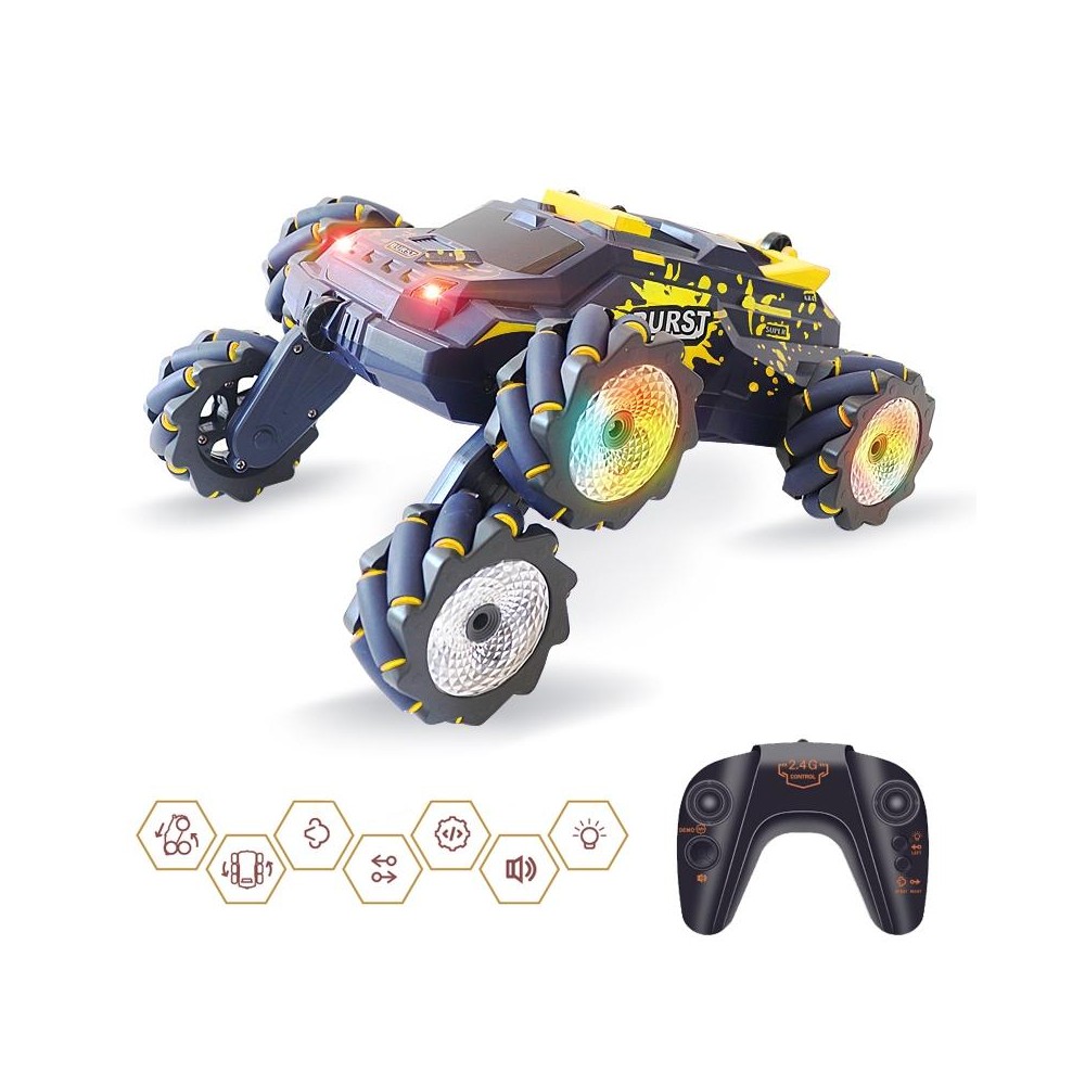 MoFun JC03P 2.4G Remote Control Six-wheeled Stunt Car, Specifications:Single RC(Yellow)