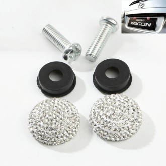 Car License Plate Modification Screw Cap Diamond-encrusted Solid Seal Anti-theft Screws(White)