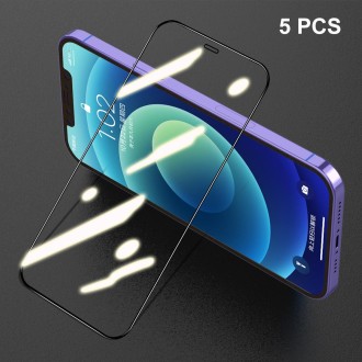 For iPhone 12 mini 5 PCS ENKAY Hat-Prince Full Glue 0.26mm 9H 2.5D Tempered Glass Full Coverage Film