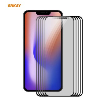 For iPhone 12 mini 5pcs ENKAY Hat-Prince 0.26mm 9H 6D Privacy Anti-spy Full Screen Tempered Glass Film 5.4