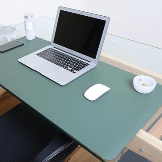 Multifunction Business Double Sided PU Leather Mouse Pad Keyboard Pad Table Mat Computer Desk Mat, Size: 90 x 45cm(Green + Silve