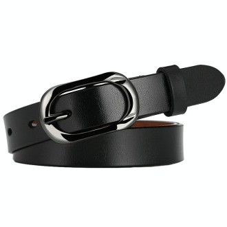 ZK--052 Soft and Wear-resistant Fine Cowhide Belt with Pin Buckle, Length: 100cm(2.8cm Wide Black)