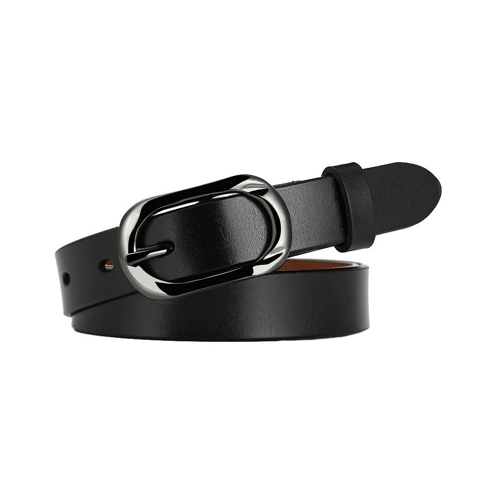 ZK--052 Soft and Wear-resistant Fine Cowhide Belt with Pin Buckle, Length: 100cm(2.8cm Wide Black)