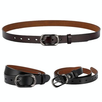 ZK--052 Soft and Wear-resistant Fine Cowhide Belt with Pin Buckle, Length: 100cm(2.8cm Wide Black)