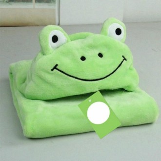 Baby Animal Shape Hooded Cape Bath Towel, Size:100×75cm(Smiling Frog)