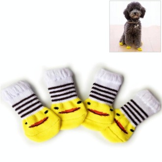 4pcs /Set Cute Puppy Dogs Pet Knitted Anti-slip Socks, Size:M (Duckling)