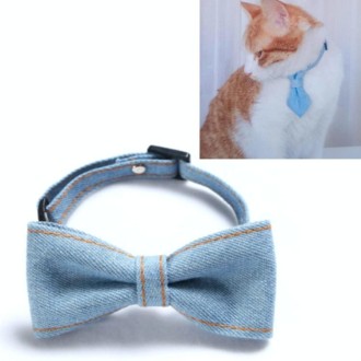 Pet Cowboy Bow Tie Collar Cats Dogs Adjustable Tie Collars Pet Accessories Supplies, Size:S 16-32cm, Style:Small Bowknot(Light B