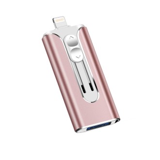 64GB Micro USB + 8 Pin + USB 2.0 3 in 1 Mobile Phone Computer U-Disk(Rose Gold)