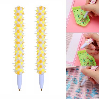 2 PCS Mace Diamonds Painting Pens Embroidery Sewing Accessories(Yellow)