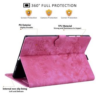 For iPad Pro 9.7 / 9.7 2018 / 2017 Cartoon Sakura Cat Embossed Smart Leather Tablet Case(Rose Red)